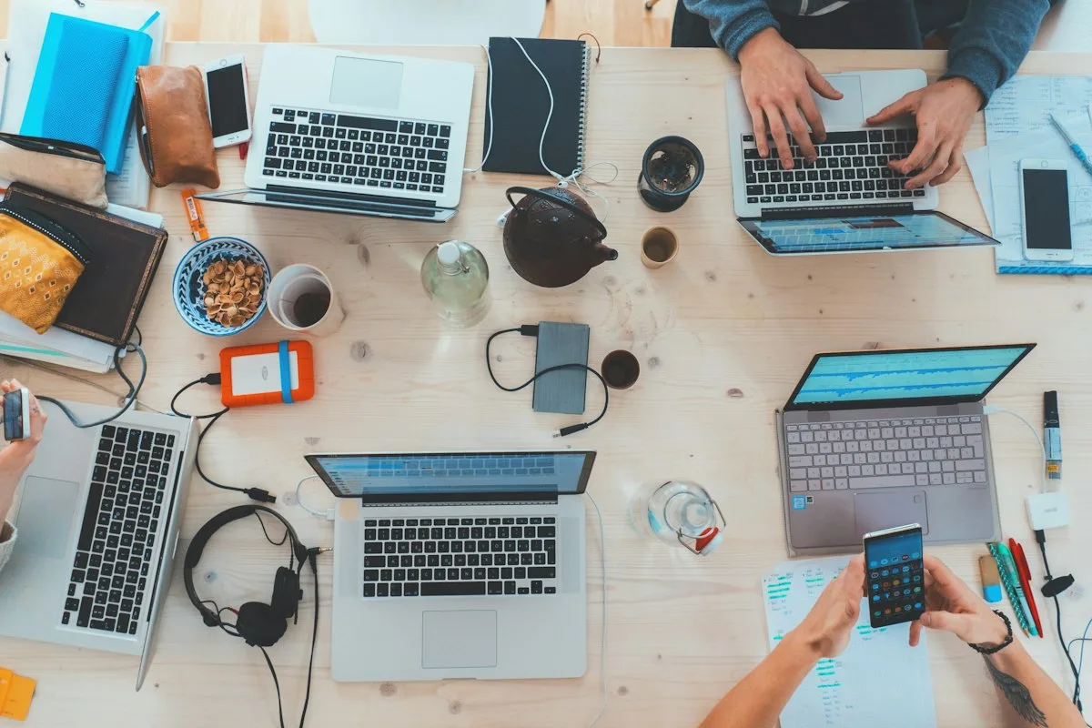 Modern office with technology and collaboration