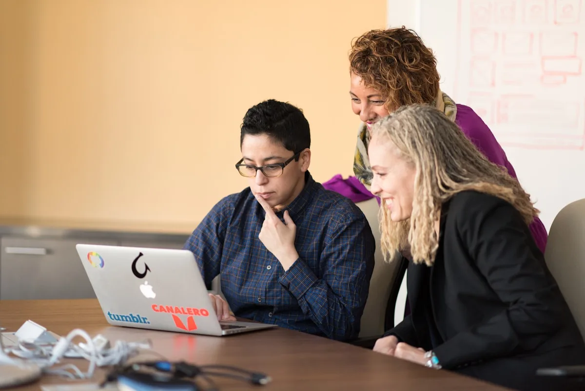 Professional business team with WordPress website
